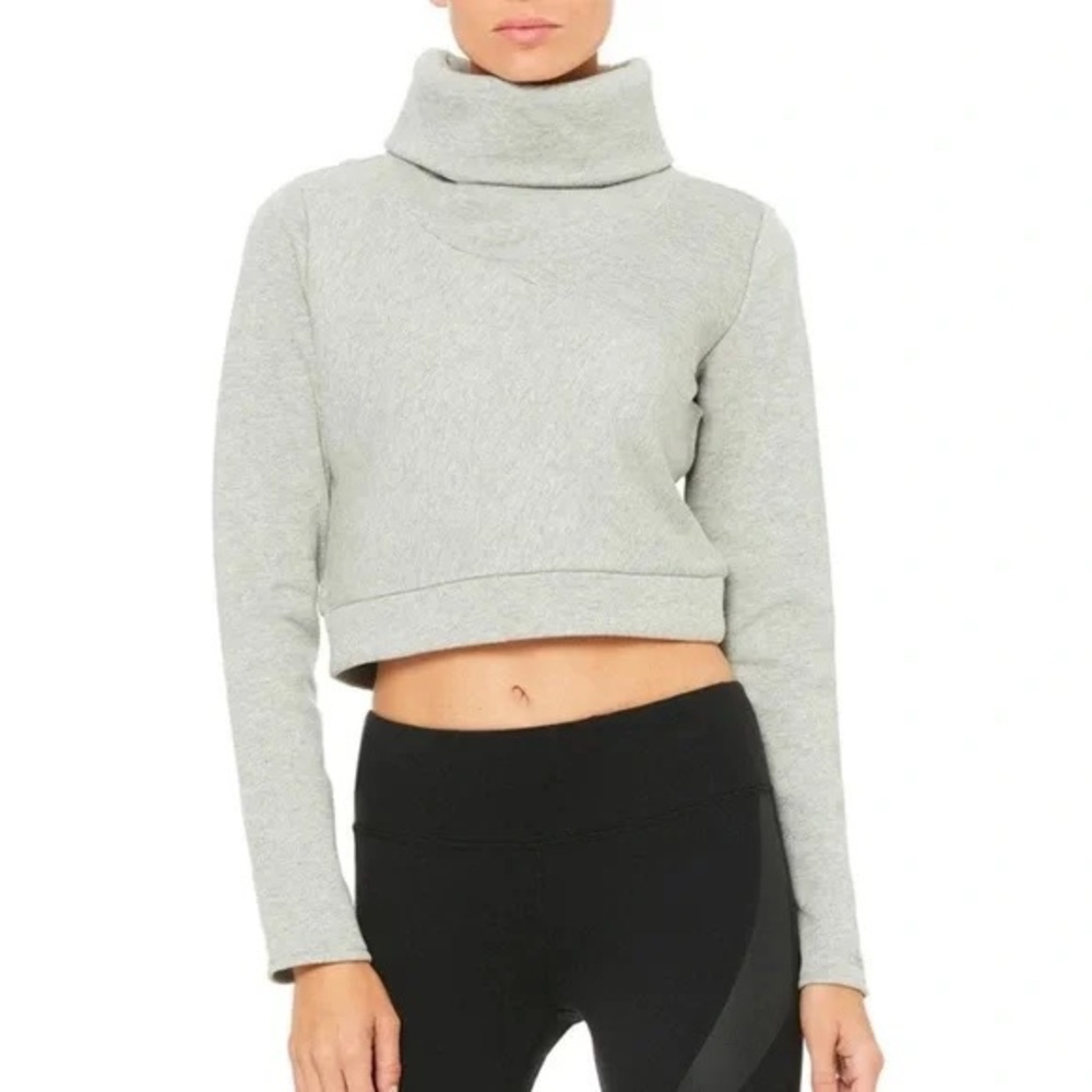 ALO Yoga - Soleil Long Sleeve Cropped High Neck Turtleneck Sweater Top